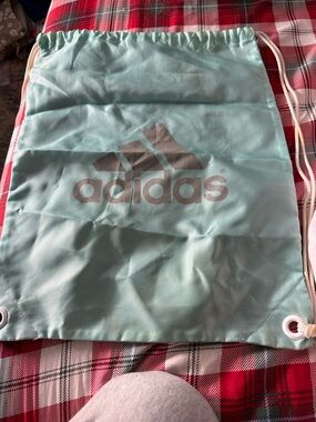 adidas Mint Green Drawstring Gym Bag with Silver Logo